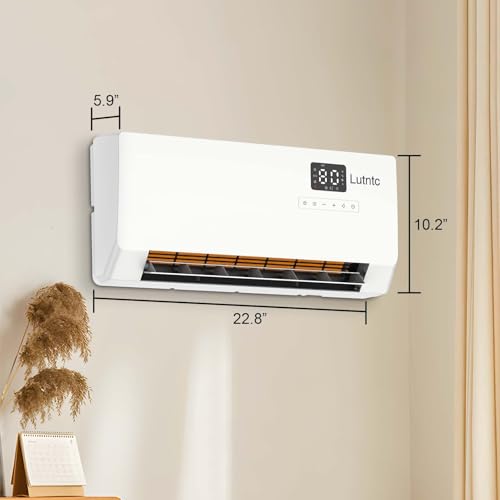 Electric Wall Mounted Heater with Remote Control, 24H Timer, ECO Mode, Quick Heating Space Heater for Bedroom, Living Room