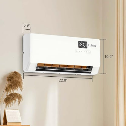 Electric Wall Mounted Heater with Remote Control, 24H Timer, ECO Mode, Quick Heating Space Heater for Bedroom, Living Room
