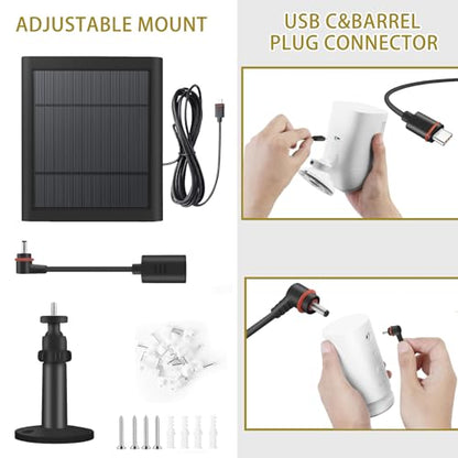 2 Pack - Solar Panel for Ring Security Camera Spotlight Cam Plus/Pro(Battery) Stick Up Cam/Pro Wireless Outdoor with 10FT/3M Long Cable Dustproof Waterproof BK - color: Black Dark