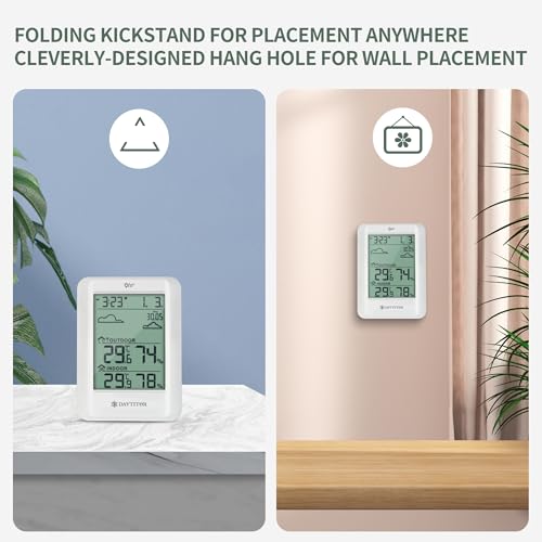Outdoor Thermometer Weather Station Wireless, White | High Precision Temperature Humidity Gauge Monitor, 330ft Range Remote Sensor, Digital Hygrometer, Waterproof