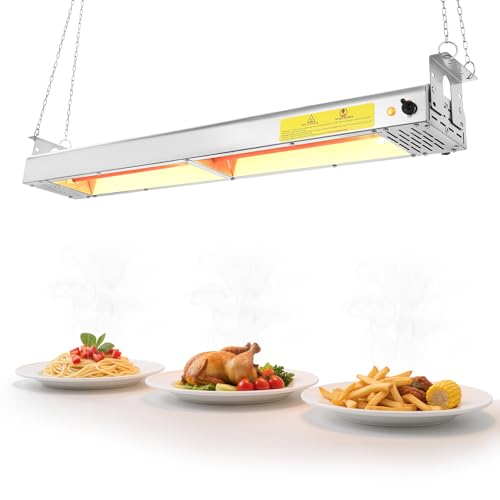 36-Inch Food Heat Lamp - 1000W Commercial Food Warmer Lamp Overhead Stainless Steel Catering Heat Lamps Electric Strip Heater for Restaurant Buffet Parties Kitchen, Silver 115V - color: Silver, size: 36 Inch