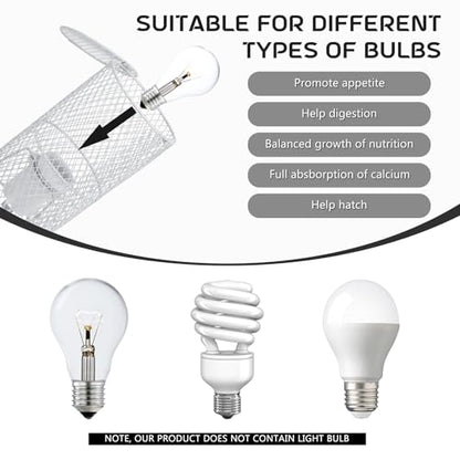 VIHOSE 1 Pcs Reptile Heat Lamp Guard with 150W Ceramic Heat Emitter Basking Anti Scald Heating Lamp Holder Mesh Cage Reptile Protection Lampshade for Lizard Snake Without Bulb (4 Inch,White,White) - color: White, White