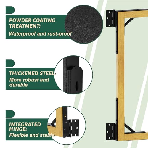 Gate Frame Fence Kit with Gate Latch,Heavy Duty Anti Sag Gate Kit, Gate Corner Brace Bracket Hardware for Wooden Fence Gate Garden Wooden Driveway Gates,Shed Doors, Corral（1 Set）
