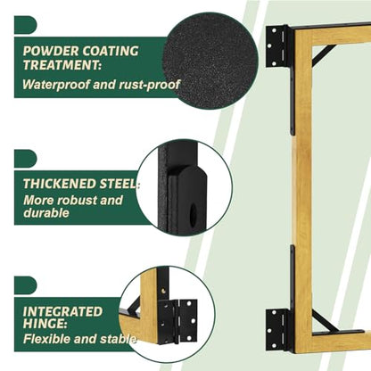 Gate Frame Fence Kit with Gate Latch,Heavy Duty Anti Sag Gate Kit, Gate Corner Brace Bracket Hardware for Wooden Fence Gate Garden Wooden Driveway Gates,Shed Doors, Corral（1 Set）
