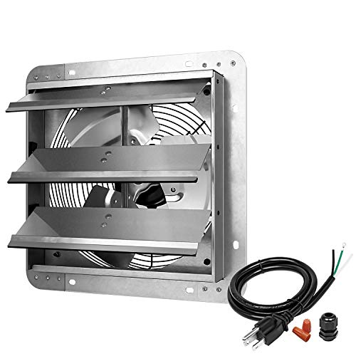 iPower 12 Inch Wall Mounted Shutter Exhaust Fan, Aluminum, 1600 RPM, 940 CFM, for Attic, Garage, Louvered Vent, Plant, Greenhouse, Silver - size: 12 Inch, style: Exhaust Fan