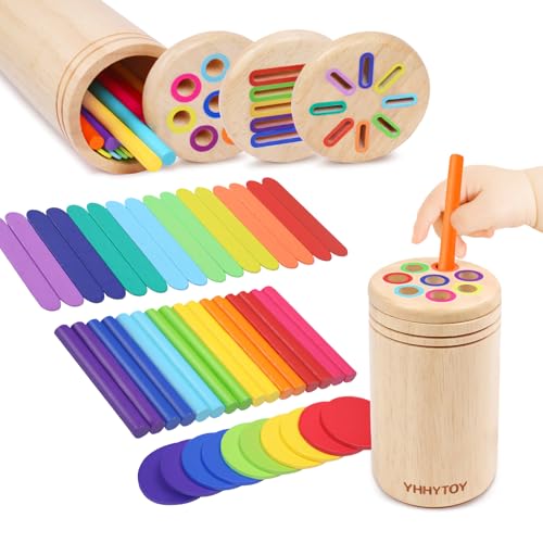 YHHYTOY Montessori Toys for 2 3 4 Years Old, 3 in 1 Educational Sensory Color Sorting Toys for Toddlers 1-3, Fine Motor Skills Preschool Learning Activities, 2 3 4 Year Old Girls Boys Birthday Gifts - color: 3 in 1