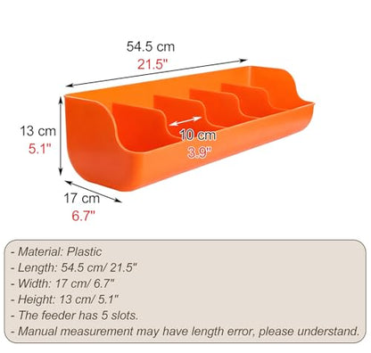 Smooth Plastic Small Piglet Feeder, Multi-Compartment Water Trough with Semi-enclosed Design, Livestock Feed Trough for Duck, Chicken(Orange L54.5cm/21.5") - size: Orange L54.5cm/21.5"