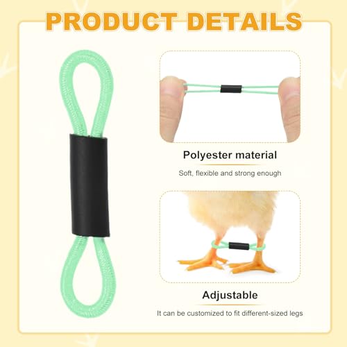 M METERXITY 50-Pack Adjustable Chick Leg Bands, 1.38" x 0.2" Polyester Chicken Leg Brace for Chicks/Ducks/Birds [Green] Poultry Leg Bands - color: Green