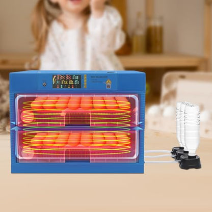Digital Poultry Egg Incubator 128 Eggs Capacity Automatic Hatcher with LED Display Auto Temperature and Humidity Control for Chicken, Duck, Quail Eggs