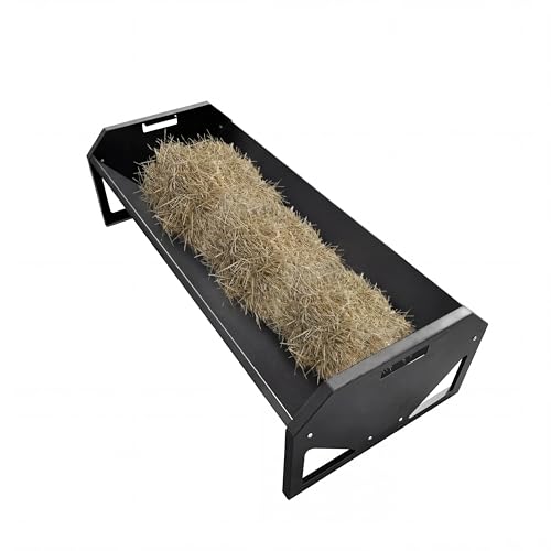 22 Gallon Capacity Livestock Feeder, 45" Hay Feeder for 10 Sheep Once, Heavy Duty Steel Livestock Feeding Trough for Horse, Goat, Sheep, Cattle, Cow, Alpaca, Black - color: Black