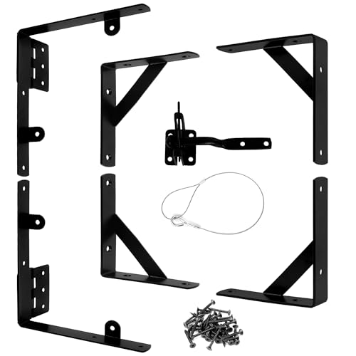 Gate Frame Fence Kit Heavy Duty No Sag Gate Corner Brace Bracket with Gate Latch Anti Sag Gate Kit for Wooden Fences Driveway Gates Shed Doors Corral Gates 1 Set - size: 1 set