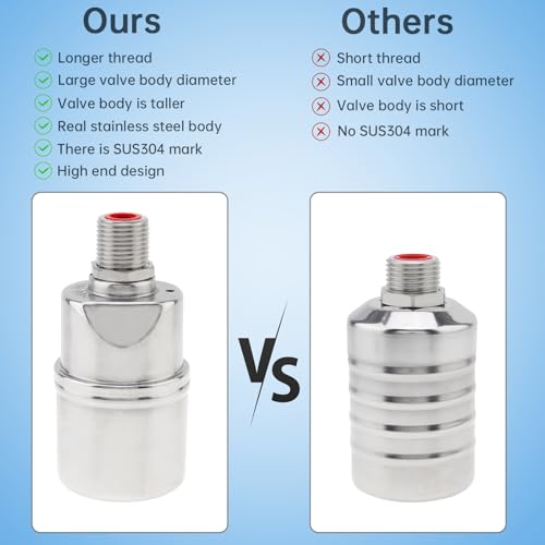 1/2 inch Float Valve, PNXKTXO Water Level Control Float Valve 1/2" to 3/4'' and 1/2'' to 1'' 304 Stainless Steel Fully Automatic Water Level Control Shut Off Valves Hose Connector - style: Style 3
