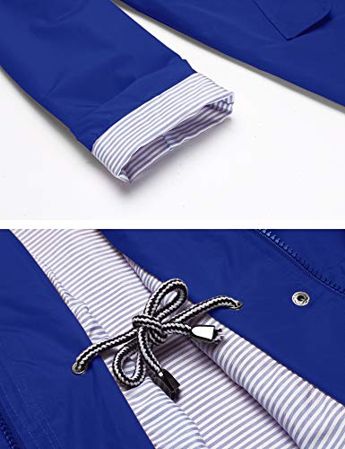 LOMON Raincoat Women Waterproof Long Hooded Trench Coats Lined Windbreaker Travel Jacket S-XXL - color: Blue, size: XX-Large