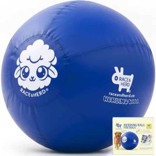Race&Herd 30" Original XXL Herding Ball for Dogs - Herding Toys, Giant Dog Ball for Australian Shepherds, Border Collies - Durable Dog Outdoor Training Toy for Large Breeds & Horses (Ocean) - color: Ocean 30" Herding Ball Set, size: 30"