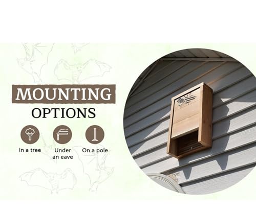 Made in USA- Premium-Grade Red Cedar Single-Chamber Bat Box, Easy-to-Install Wooden Bat House Kit, Weather-Resistant for Outdoors, with Mounting Screws - Applewood Outdoor - style: Single Chamber Cedar
