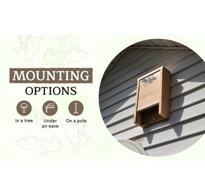 Made in USA- Premium-Grade Red Cedar Single-Chamber Bat Box, Easy-to-Install Wooden Bat House Kit, Weather-Resistant for Outdoors, with Mounting Screws - Applewood Outdoor - style: Single Chamber Cedar