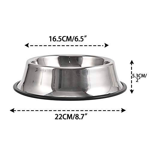 2Packs Stainless Steel Dog Bowl with Anti-Skid Rubber Base for Small/Medium/Large Pet, Perfect Dish, Pets Feeder Bowl and Water Bowl Perfect Choice for Dog Puppy Cat and Kitten (16oz) - size: 16oz