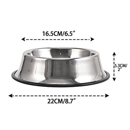 2Packs Stainless Steel Dog Bowl with Anti-Skid Rubber Base for Small/Medium/Large Pet, Perfect Dish, Pets Feeder Bowl and Water Bowl Perfect Choice for Dog Puppy Cat and Kitten (16oz) - size: 16oz