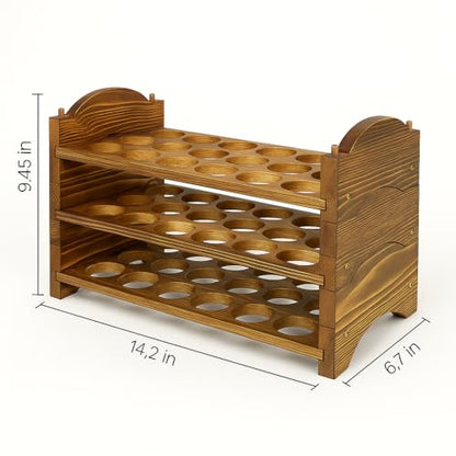 Egg Holder for Countertop, 3-Tier Wooden Rack, Holds 54 Fresh Eggs | Pulchrum rustic farmhouse pine organizer & display stand, stackable for kitchen counter or pantry, hard-boiled use, gift