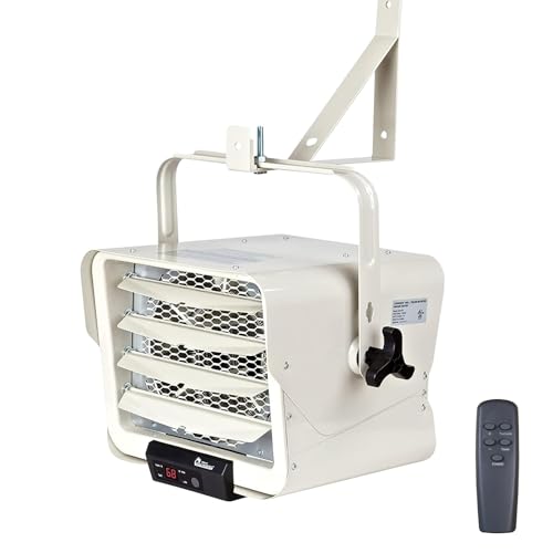 DR. INFRARED HEATER NEW Upgraded DR-975 7500-Watt 240-Volt Hardwired Shop Garage Electric Heater, Wall/Ceiling Mounted with Remote Controlled Thermostat White - size: 19 Inches
