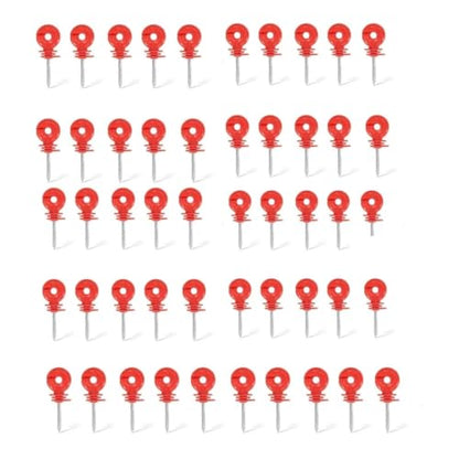 Electric Fencing Ring Insulators Electric Fence Trellis Insulation Nail Insulator for Livestock Breeding Pasture Trong Wire Connections(Red 50pc) - color: Red 50pc