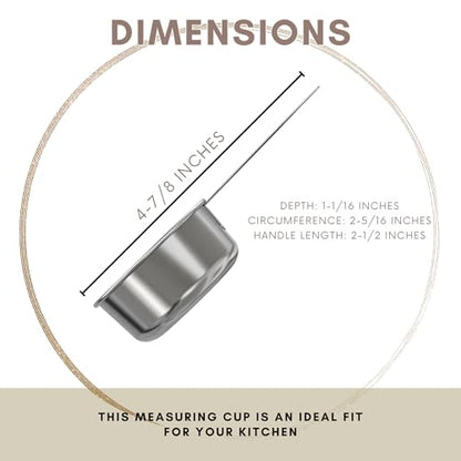 1/4 Cup Stainless Steel Measuring Cup | Sturdy Metal 60 ml | 60 cc | 2 oz | Single Cup for Wet and Dry Ingredients | Great for use as 1/4 Cup Dog Food Scoop - 1 PK - size: 1/4 Cup