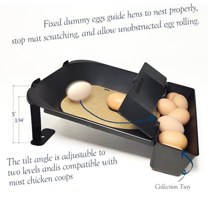 Roll Away Chicken Nesting Box,Lockable Fake Egg & Jute Pad – 2-Height Adjustable Slope – Fits Inside 14"+ Coops – Small to Medium Breeds(1PC)