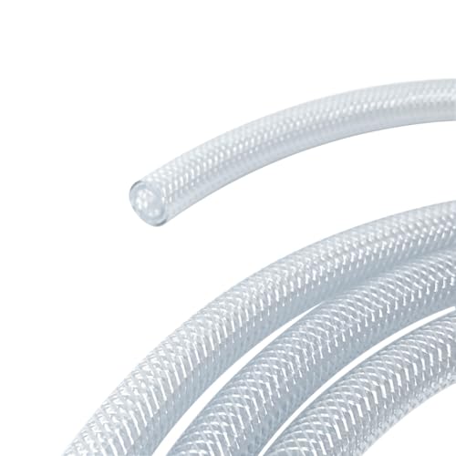Gloxco Clear Braided PVC Tubing, Food Grade, Heavy Duty Reinforced Hose, 3/8" ID, 10 Ft Length - size: 3/8" x 10 Ft