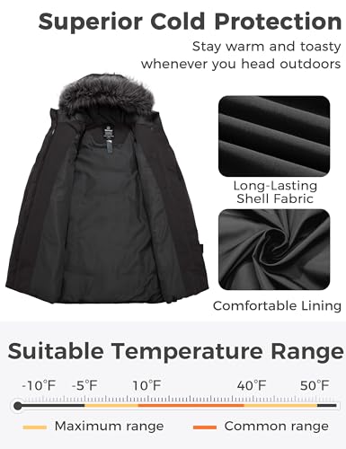wantdo Women's Long Quilted Winter Coat Thicken Puffer Jacket with Faux Fur Hood - color: Charcoal, size: Small
