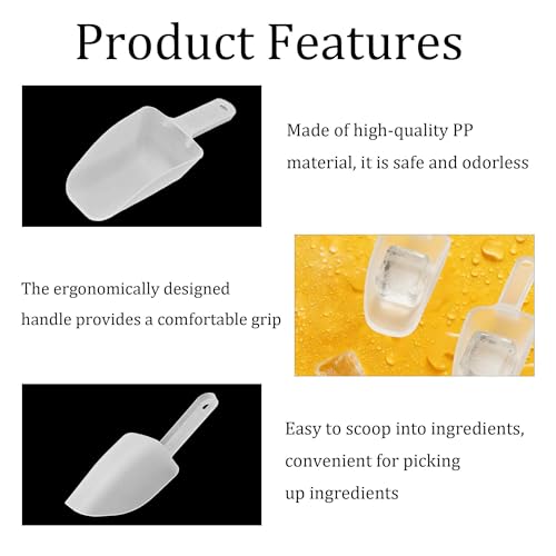 2Pcs Plastic Ice Scoop, Kitchen Scooper for Ice Maker, Ice Bucket, Bar, Freezer, Pet Food, Candy, Coffee Beans, Utility Food Scoop for Home, Party, Wedding, Restaurant (Transparency) - color: Transparency