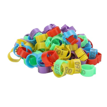 100pcs Chicken Ankle Bands, Multicolor Poultry Leg ID Clips Numbered Chick Identification for Farm Breeding Durable Plastic