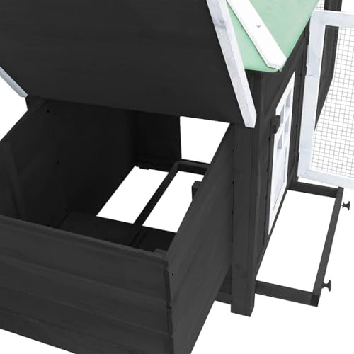 Rustic Chicken Coop 75x75x40 in Grey Solid Firwood Plywood Nest Box Large Run Outdoor Poultry House Easy Clean for Backyard Small Flock - color: Grey