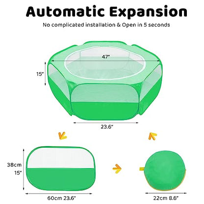 Amakunft Small Animal Pop-Up Playpen with Mesh Cover, 47'' x 23.6'' x 15'' Chicken Brooder Box, Play Pen Indoor Outdoor for Guinea Pigs, Bunny, Rabbits, Kittens - color: Green