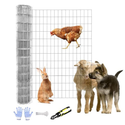 Tongmo 3 ft x 100 ft Galvanized Welded Wire Fence, 16GA Garden Chicken Wire Fence Roll, Mesh Size 2" x 4"Hardware Cloth, Ideal for Yard Protection and Poultry Netting - color: Galvanized, size: 3ft*100ft
