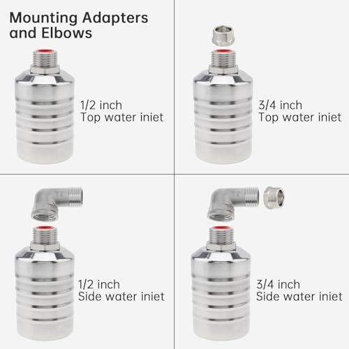 Float Valve, 304 Stainless Steel 1/2inch to 3/4inch Auto Fill Shut Off Water Float Valves Fully Automatic Water Level Control for Water Tank, Pool, Tower, Livestock Troughs - style: Style 1