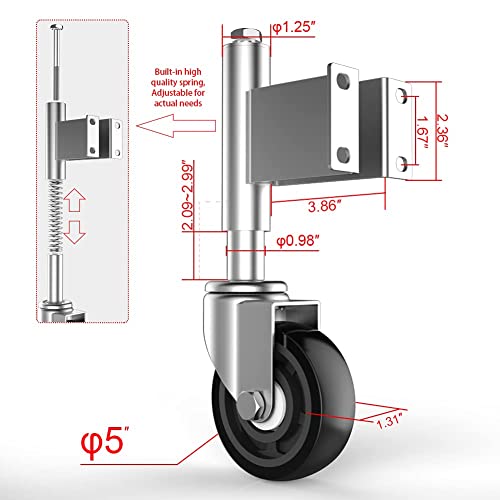 Spring Loaded Gate Casters 5” Heavy Duty Gate Caster Wheels with Hardware (Pack of 2) - style: 5 Inch 2 Pack