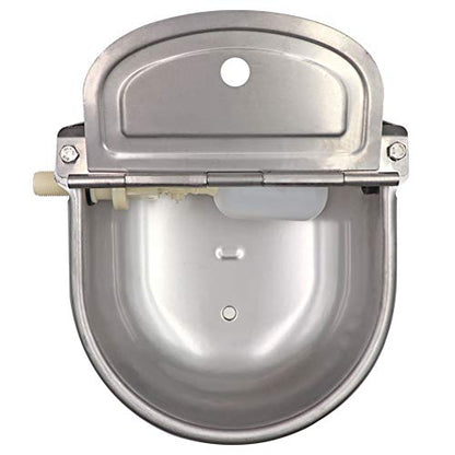 Livestock Water Trough Stainless Steel Automatic Waterer Bowl | Wall Mounted, with Float Valve and Drain Plug, Automatic Dog Water Bowl Outdoor, Suitable for Dogs Chickens Goat Pig Horse