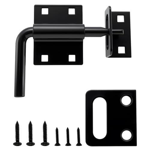 HOME MASTER HARDWARE Heavy Duty Slide Bolt Gate Latch, Sliding Bolt Door Latch Gate Lock Hardware with Padlock Hole, 2 in 1 Barrel Bolt Latch for Wooden Fence/Shed Door/Yard Door/Barn Door, Black