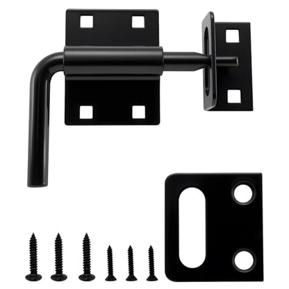 HOME MASTER HARDWARE Heavy Duty Slide Bolt Gate Latch, Sliding Bolt Door Latch Gate Lock Hardware with Padlock Hole, 2 in 1 Barrel Bolt Latch for Wooden Fence/Shed Door/Yard Door/Barn Door, Black