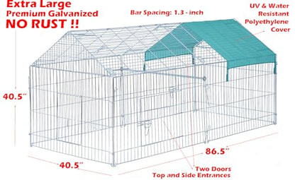 87”x41” X-Large Stainless Galvanized Steel Chicken Coop Chicken Run Cage Pens Crate Rabbit Cage Enclosure Pet Playpen Exercise Pen Waterproof Anti-Ultraviolet Cover for Outdoor Backyard Farm - style: 87” x 41”