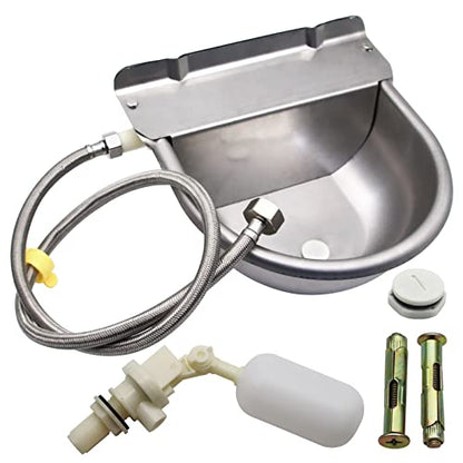 Automatic Horse Drinking Waterer Bowl,Upgrade Stainless Steel Farm Livestock Water Dispenser with Drain Hole and Float Valve for Horse,Dog, Chicken,Goat,Pig (B)
