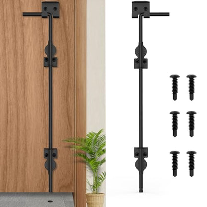 36" Cane Bolt Heavy-Duty Drop Rod for Gate, Heavy Duty Gate Latch for Wooden Fence Metal Gates, Vinyl Fence Gate Land Latch, Floor Latch for Fixing Door to The Ground, Black Coating, 1 Pack - size: 36 Inch-1Pack