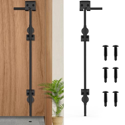 36" Cane Bolt Heavy-Duty Drop Rod for Gate, Heavy Duty Gate Latch for Wooden Fence Metal Gates, Vinyl Fence Gate Land Latch, Floor Latch for Fixing Door to The Ground, Black Coating, 1 Pack - size: 36 Inch-1Pack
