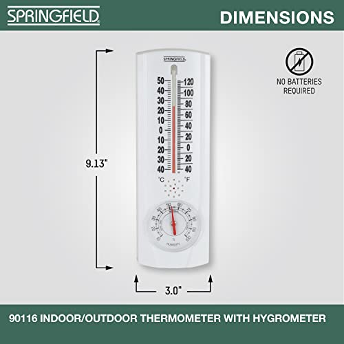 Springfield Vertical Thermometer and Hygrometer, Indoor Outdoor Thermometer, Wireless Humidity Meter for Patio, Garden, or Nursery Areas (9.125-Inch) (Pack of 2) - size: 1 Count (Pack of 2)