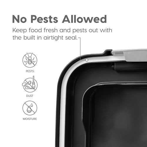 IRIS USA Dog Food Storage Container 30 lb + 11lb Airtight Combo, Stackable Pet Food Storage Bin with Wheels for Cat Dog Food, BPA Free, Made in USA, Black - color: Black