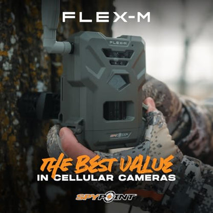 SPYPOINT Flex-M Twin Pack Cellular Trail Cameras - Best Hunting Accessories, No WiFi Needed, GPS, Night Vision, Dual-Sim LTE, IP65 Water-Resistant Game Camera, 28MP Photos, 720p Videos + Sound (2) - color: Camera Only, size: Pack of 2