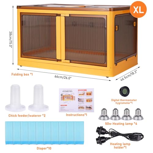 Chicken Brooder Box for Chicks Starter Kit, Large Chicken Brooder Heater Warms up to 30 Chicks, Poultry Breeding Box Suitable for Chick Duckling Parrot Lizard (26" L x 18" W x 14" H) - size: 26"L x 18"W x 14"H