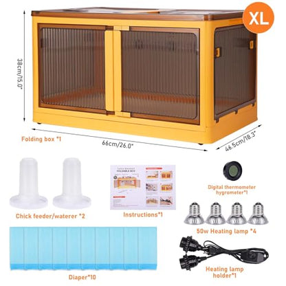 Chicken Brooder Box for Chicks Starter Kit, Large Chicken Brooder Heater Warms up to 30 Chicks, Poultry Breeding Box Suitable for Chick Duckling Parrot Lizard (26" L x 18" W x 14" H) - size: 26"L x 18"W x 14"H