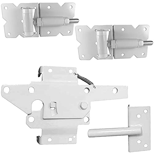 White Vinyl Fence Single Gate Hardware Kit - 2 Hinges with Mounting Hardware and 1 Latch (Case of 6) - size: White - Case - 6 Count