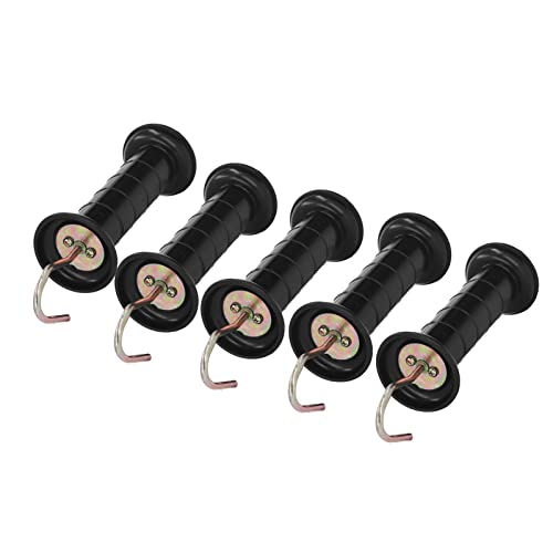 4Pcs Electric Fence Gate Handle, Black Steel PP Insulated Grip Bar for Pasture Ranch Spring Connector